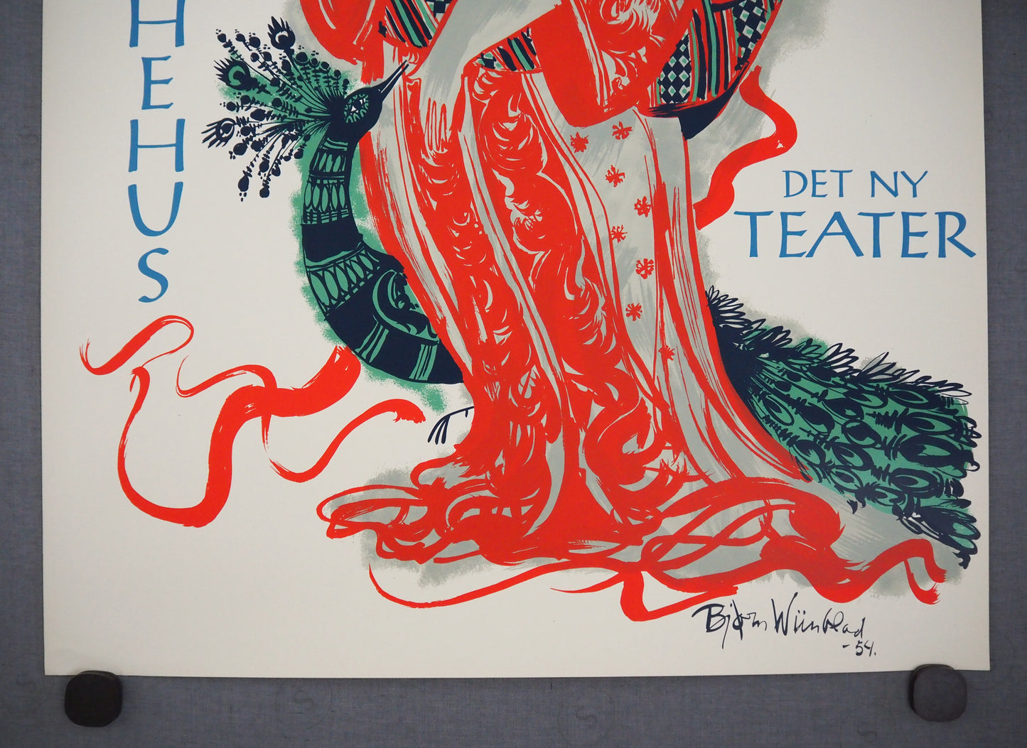 1954 Bjørn Wiinblad's The Teahouse of the August Moon at The New Theater (Red) - Original Vintage Poster