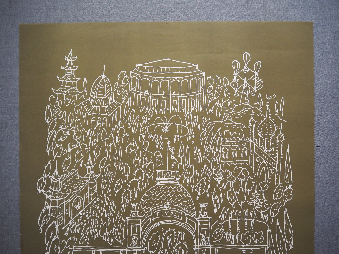 1980 Tivoli Gardens by Ebbe Sadolin (Olive green) - Original Vintage Poster