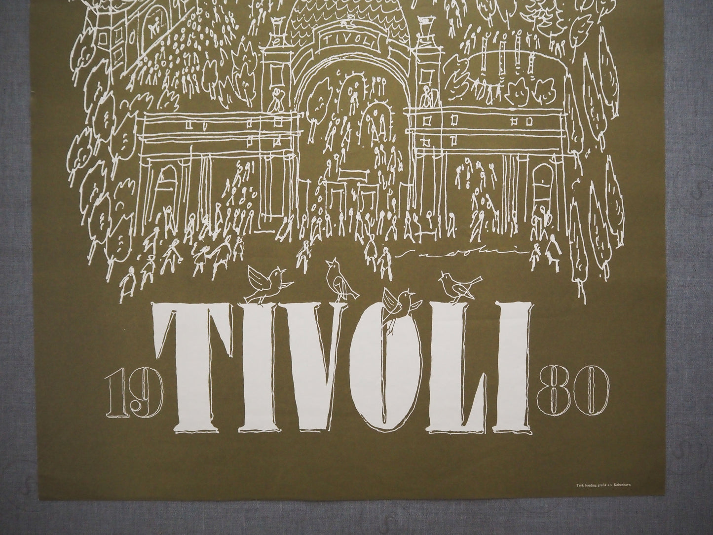 1980 Tivoli Gardens by Ebbe Sadolin (Olive green) - Original Vintage Poster