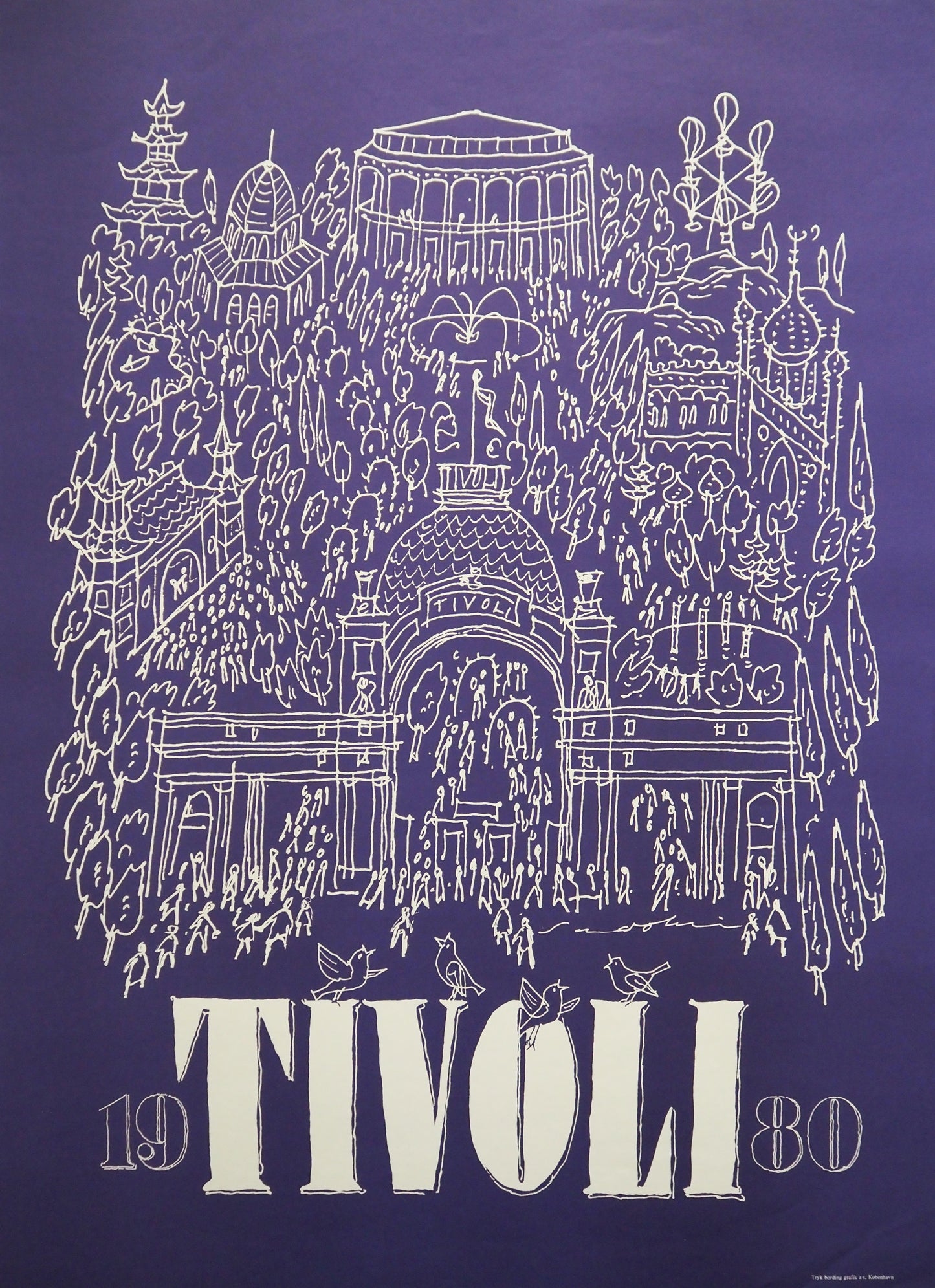 1980 Tivoli Gardens by Ebbe Sadolin (Purple) - Original Vintage Poster