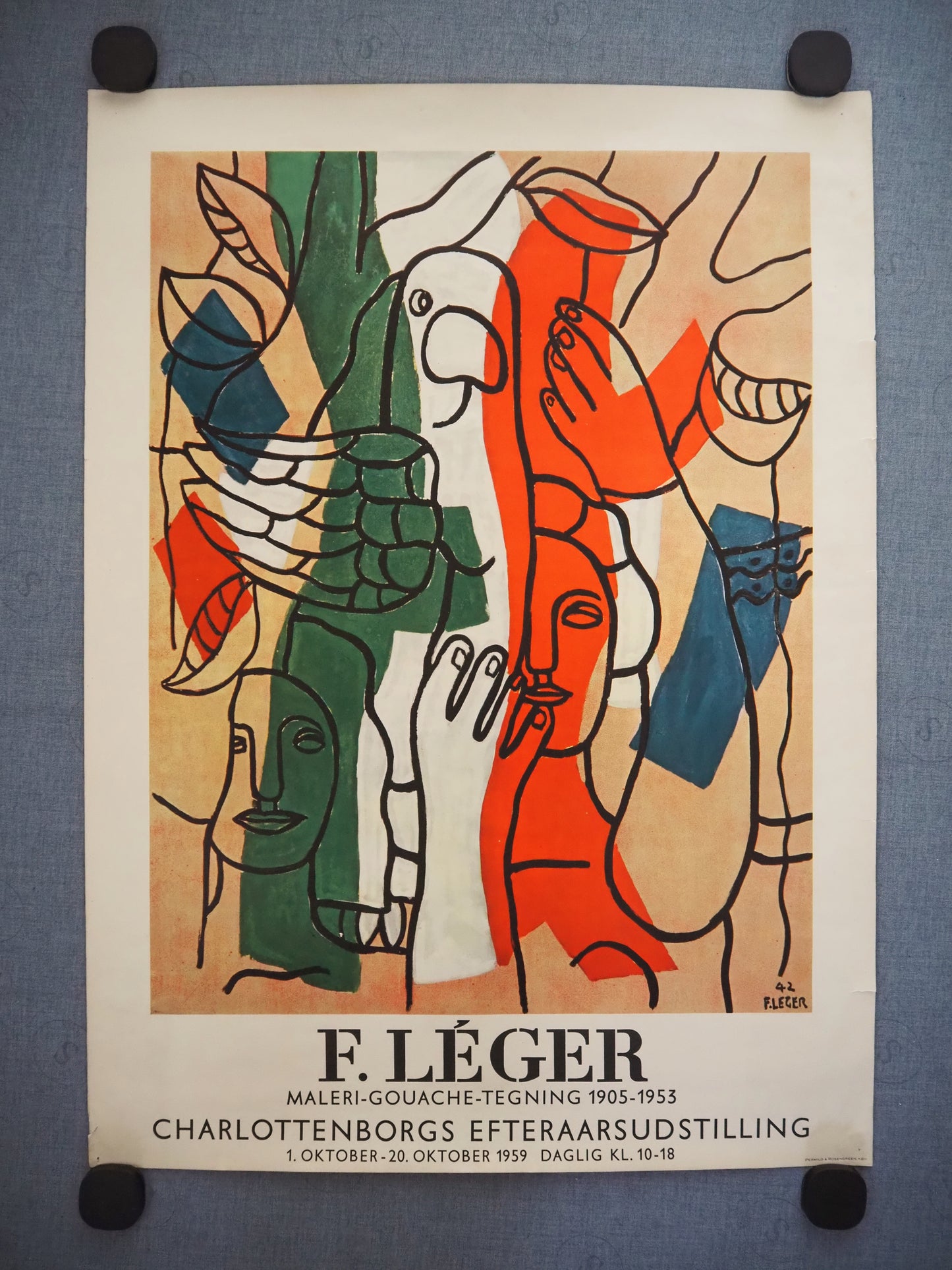1959 Leger Exhibition Poster Charlottenborg - Original Vintage Poster