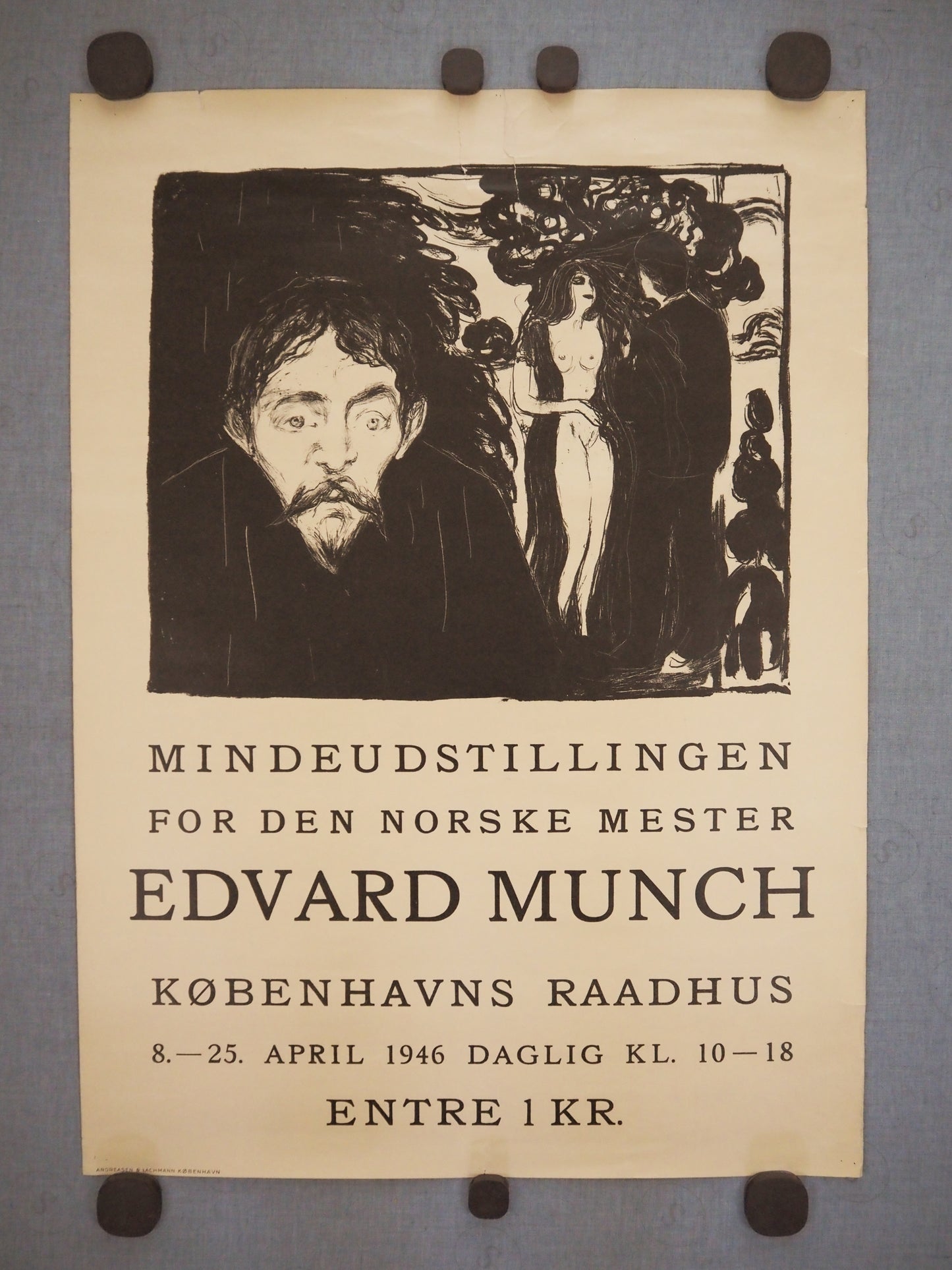 1946 Edvard Munch Memorial Exhibition Poster - Original Vintage Poster