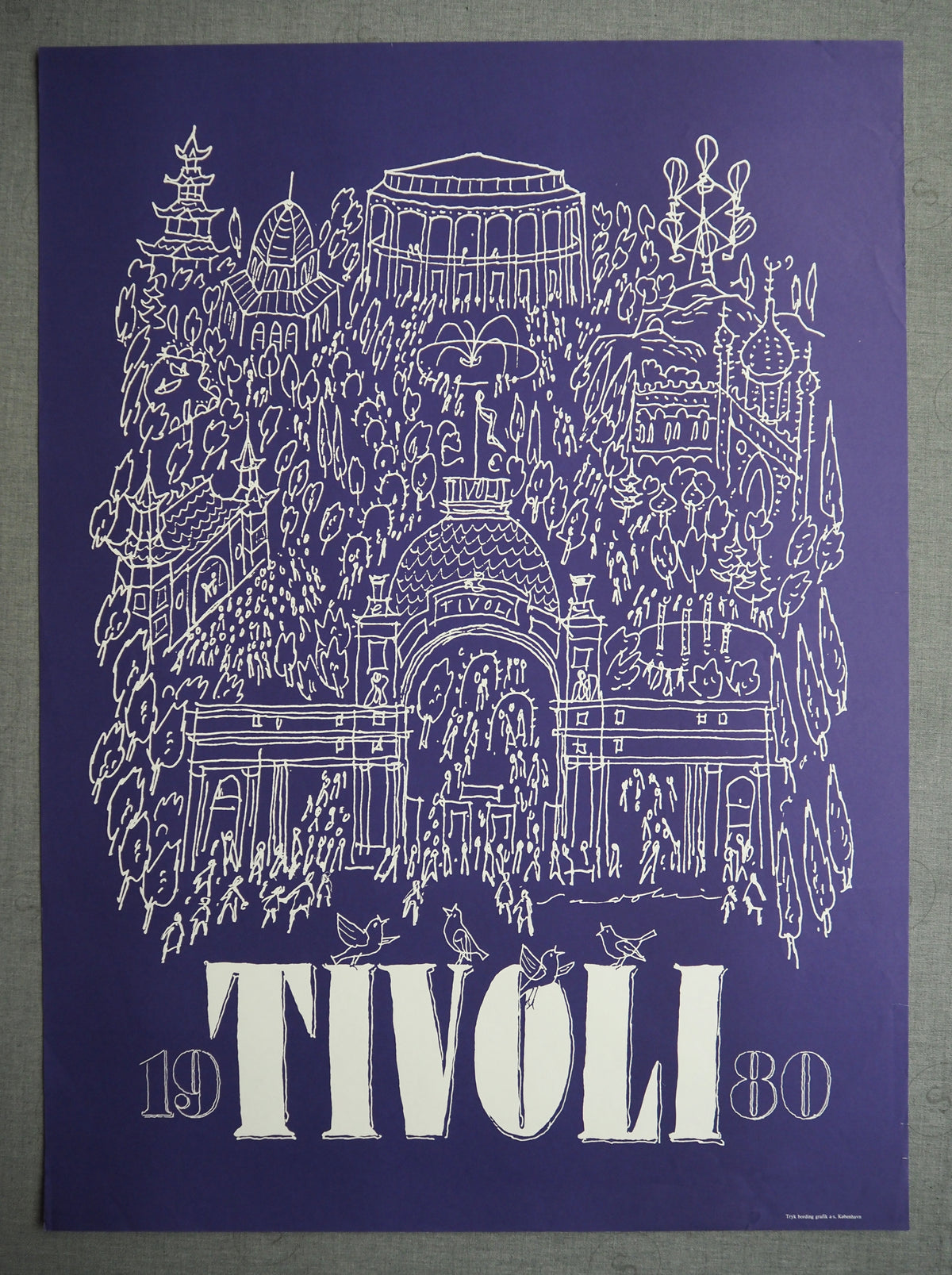 1980 Tivoli Gardens by Ebbe Sadolin (Purple) - Original Vintage Poster