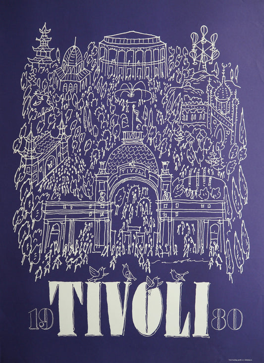 1980 Tivoli Gardens by Ebbe Sadolin (Purple) - Original Vintage Poster