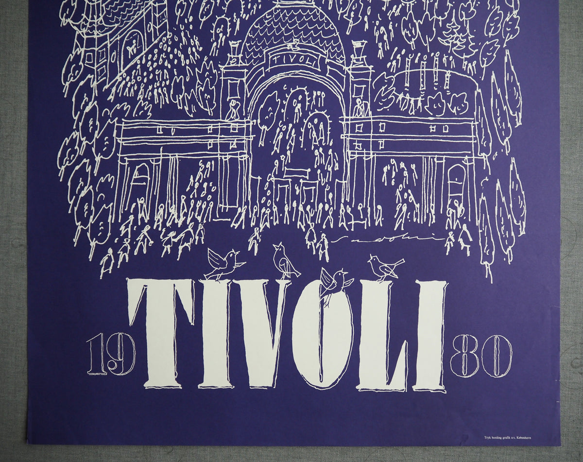 1980 Tivoli Gardens by Ebbe Sadolin (Purple) - Original Vintage Poster