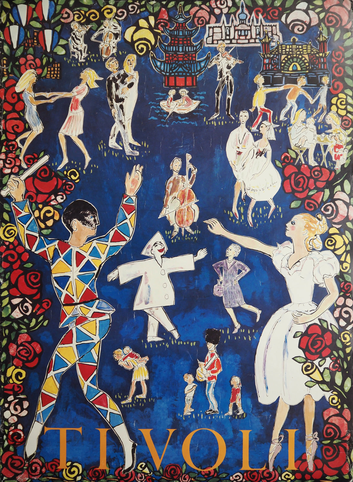 1989 Tivoli Gardens by Ulla Kampmann - Original Vintage Poster