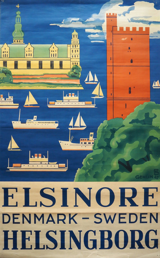 1947 Elsinore - Helsingborg Travel Poster - Original Vintage Poster