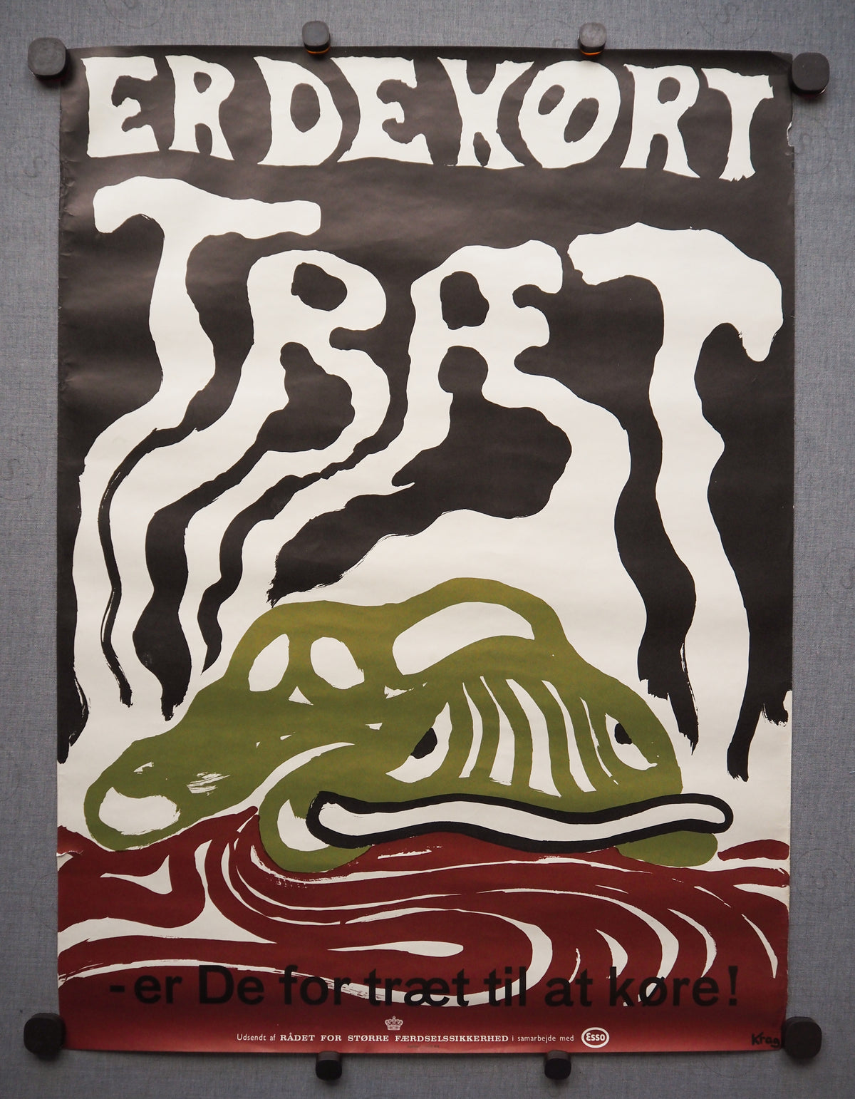 1969 Traffic Safety Campaign Poster by Eiler Krag - Original Vintage Poster