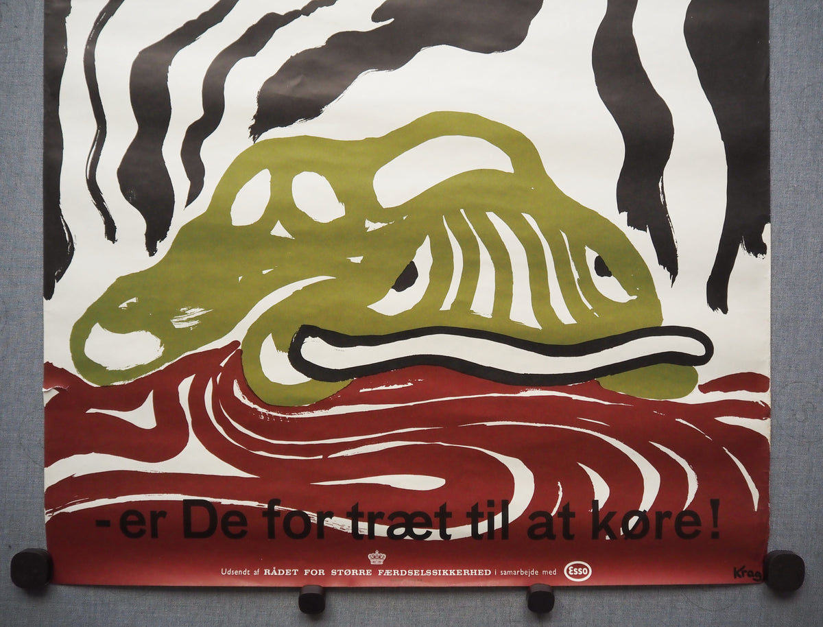 1969 Traffic Safety Campaign Poster by Eiler Krag - Original Vintage Poster