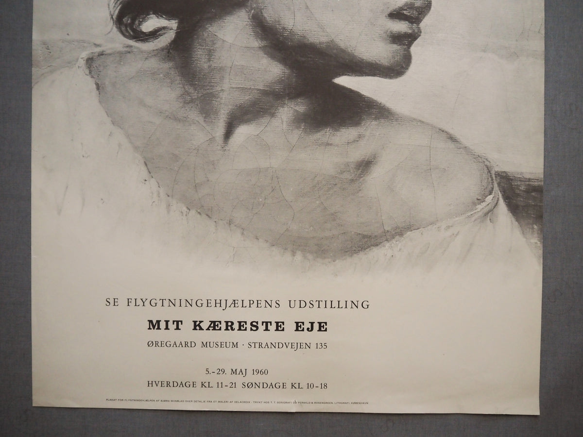 1960 Wiinblad "Refugee Exhibition" sketch - Original Vintage Poster
