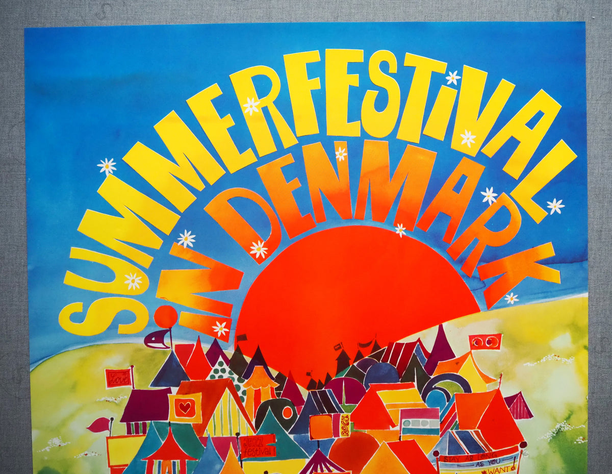 1970s Hippie Music Festival in Denmark - Original Vintage Poster