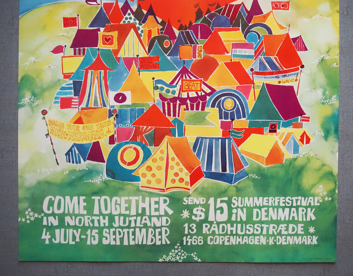 1970s Hippie Music Festival in Denmark - Original Vintage Poster