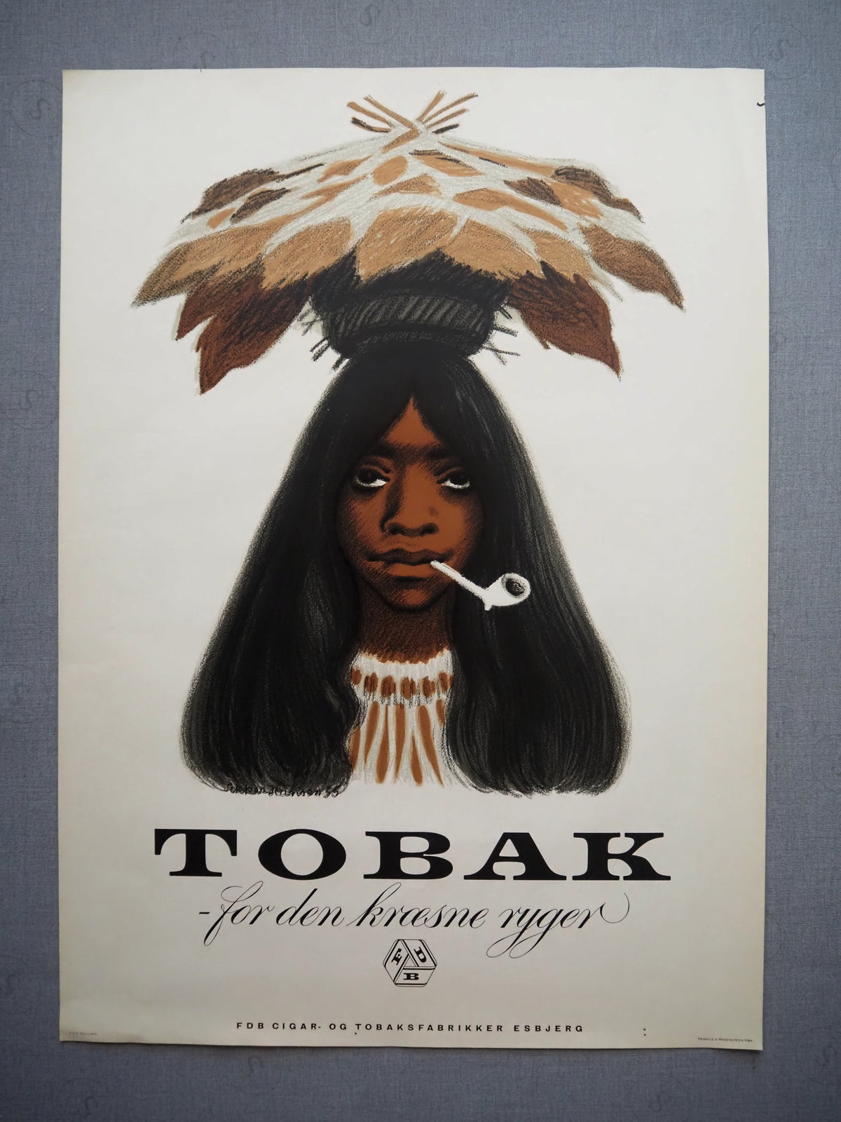 1955 Danish Tobacco Advertisement by Sikker Hansen - Original Vintage Poster