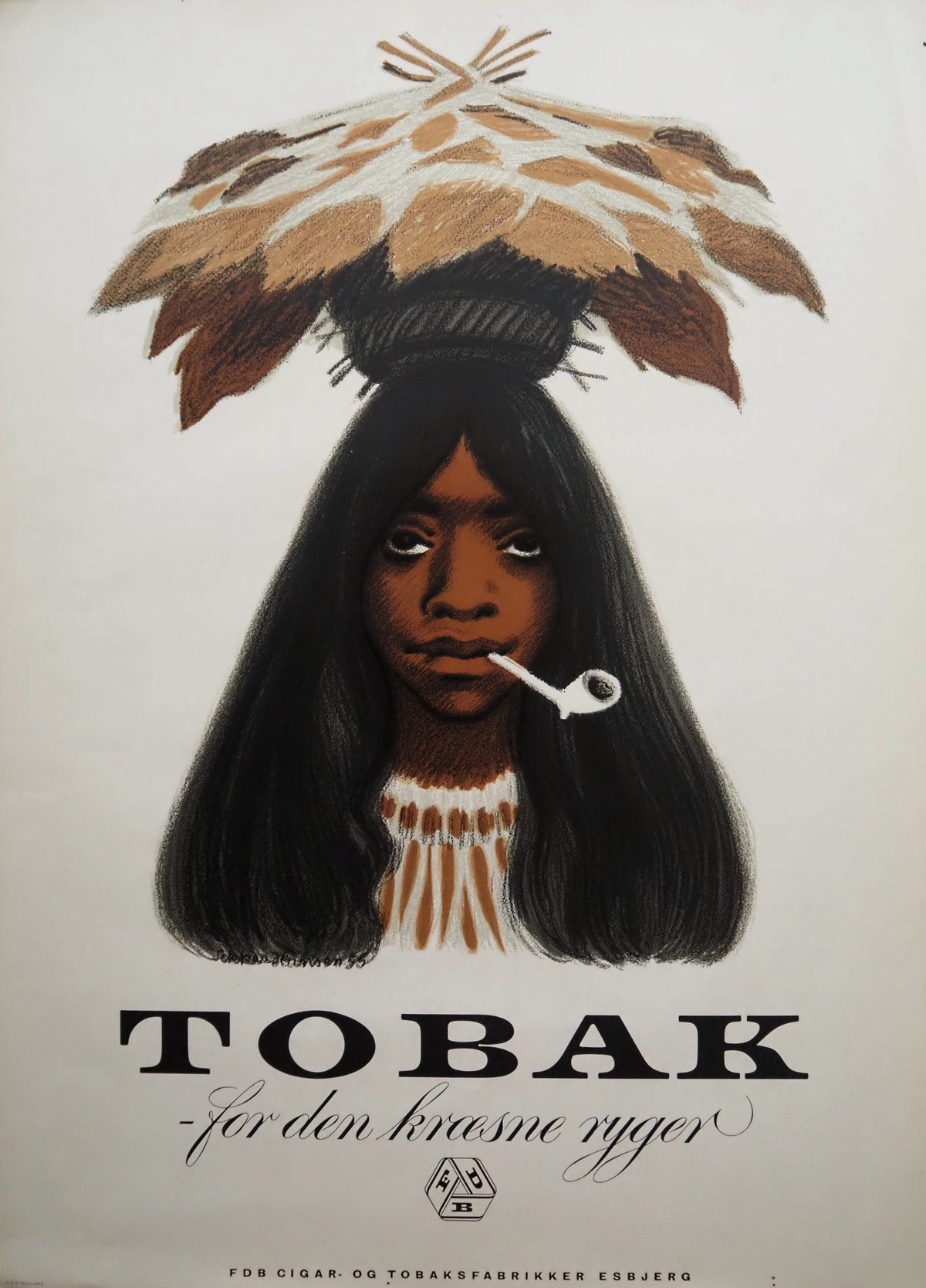 1955 Danish Tobacco Advertisement by Sikker Hansen - Original Vintage Poster
