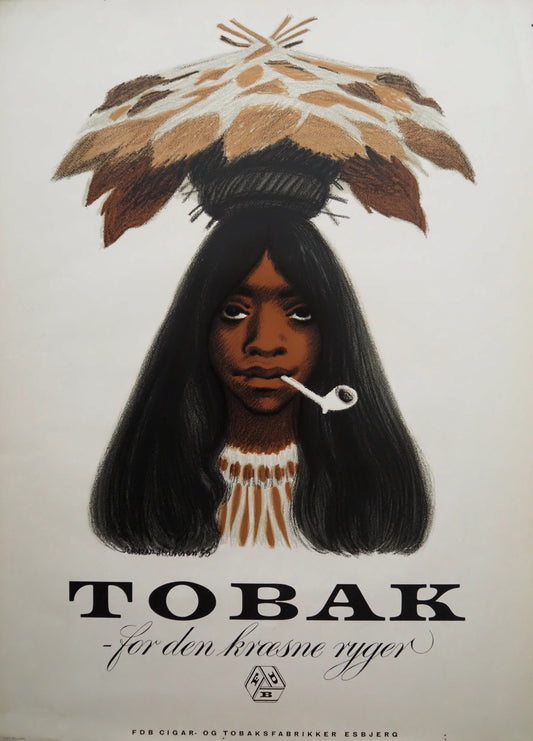 1955 Danish Tobacco Advertisement by Sikker Hansen - Original Vintage Poster