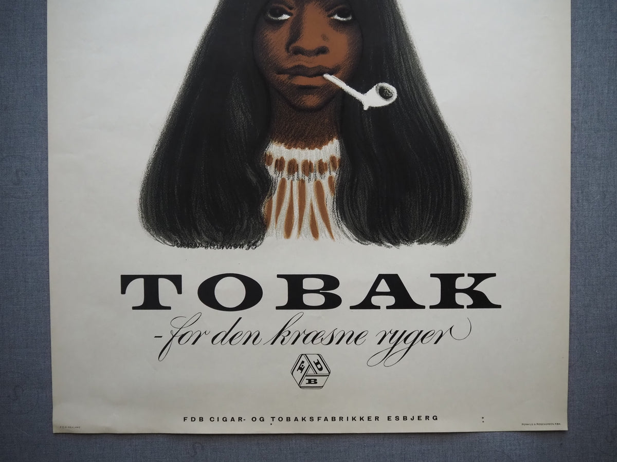 1955 Danish Tobacco Advertisement by Sikker Hansen - Original Vintage Poster