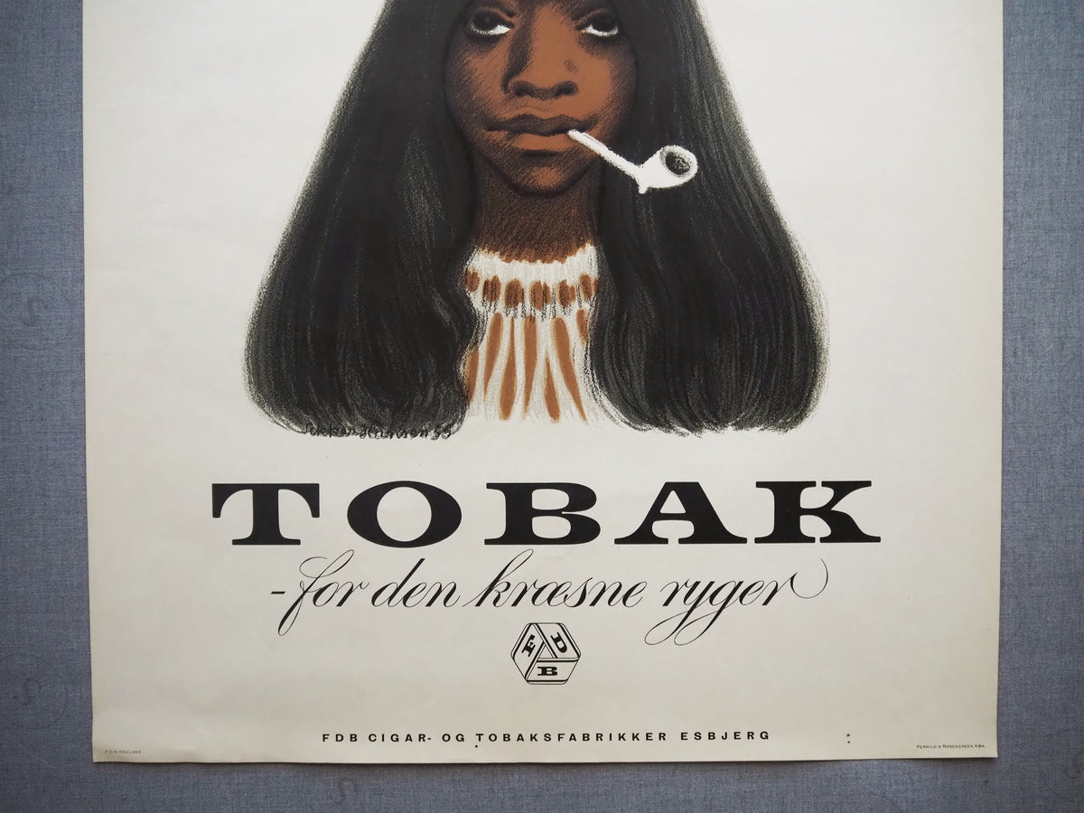 1955 Danish Tobacco Advertisement by Sikker Hansen - Original Vintage Poster