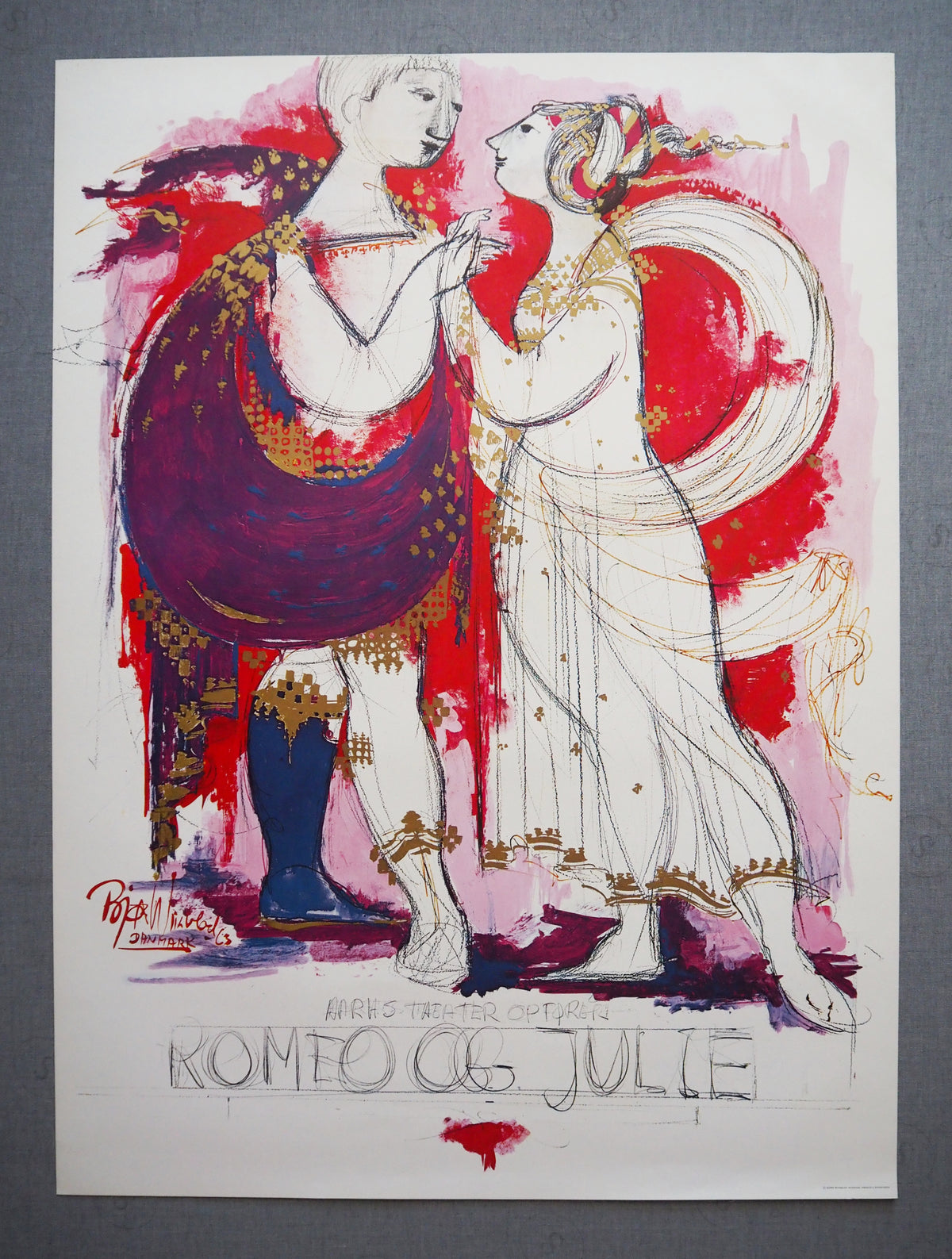 1963 Romeo & Juliet by Bjørn Wiinblad (sketch) - Original Vintage Poster
