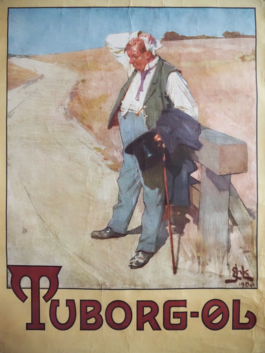 1950s Tuborg Beer Commercial "The Thirsty Man" (large) - Original Vintage Poster