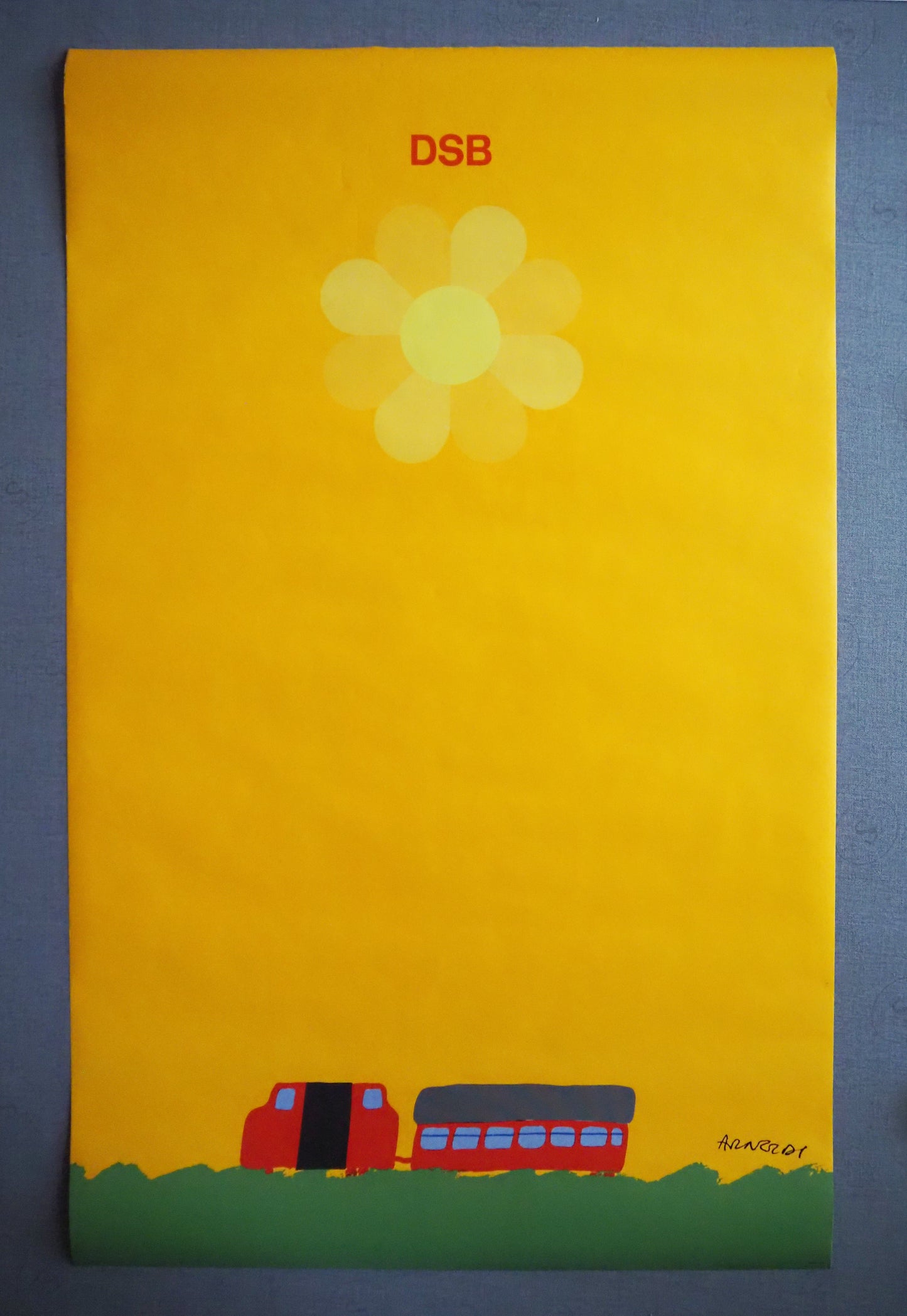 1975 Arnoldi Advertisement for Danish State Railways (Sun) - Original Vintage Poster