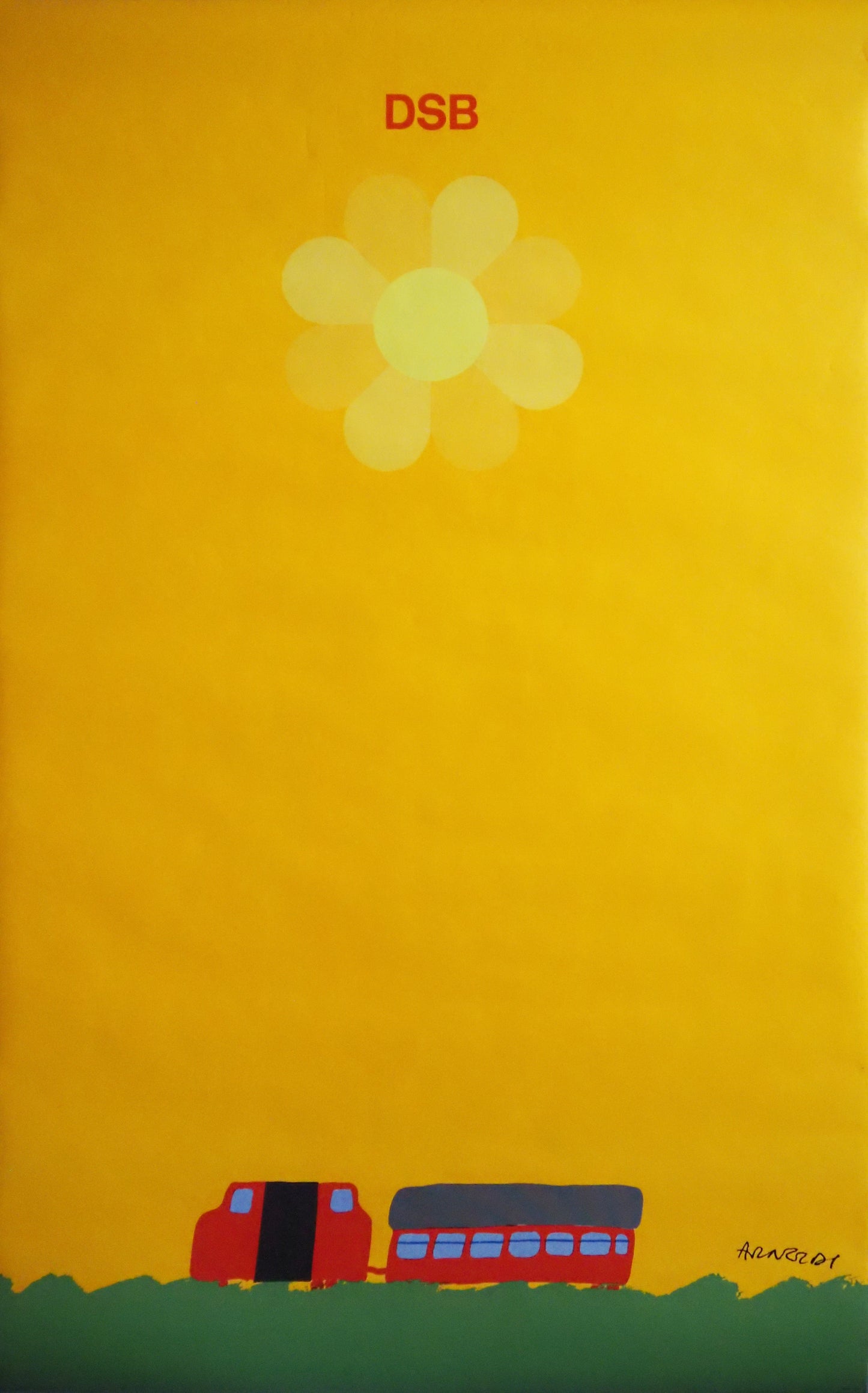 1975 Arnoldi Advertisement for Danish State Railways (Sun) - Original Vintage Poster