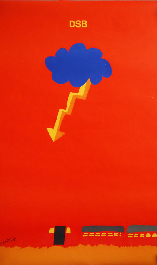 1975 Arnoldi Advertisement for Danish State Railways (Lightning) - Original Vintage Poster