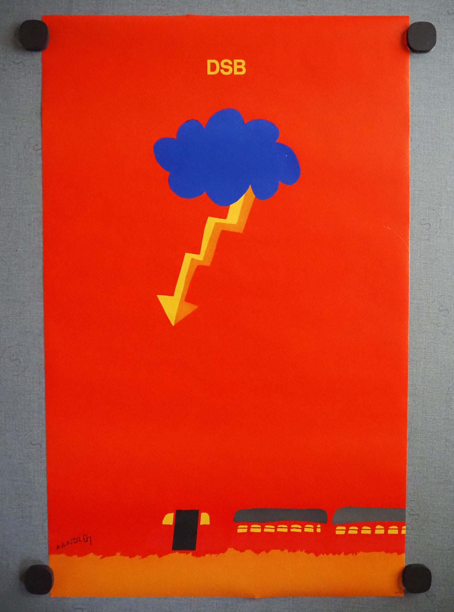 1975 Arnoldi Advertisement for Danish State Railways (Lightning) - Original Vintage Poster