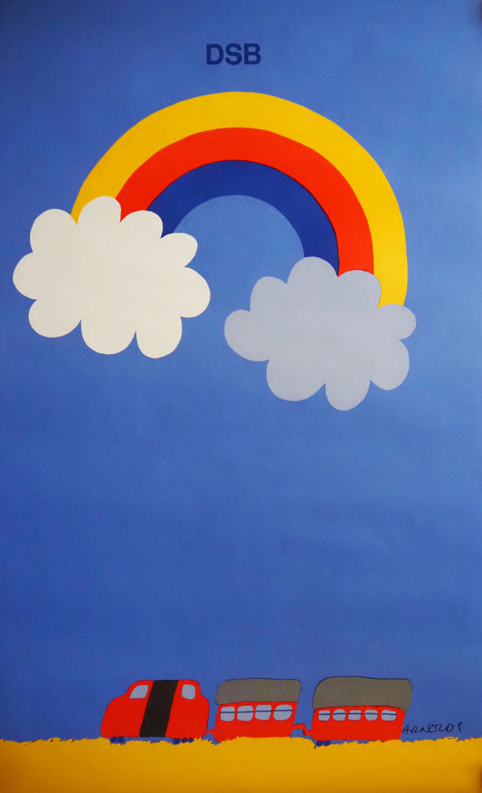 1975 Arnoldi Advertisement for Danish State Railways (Rainbow) - Original Vintage Poster