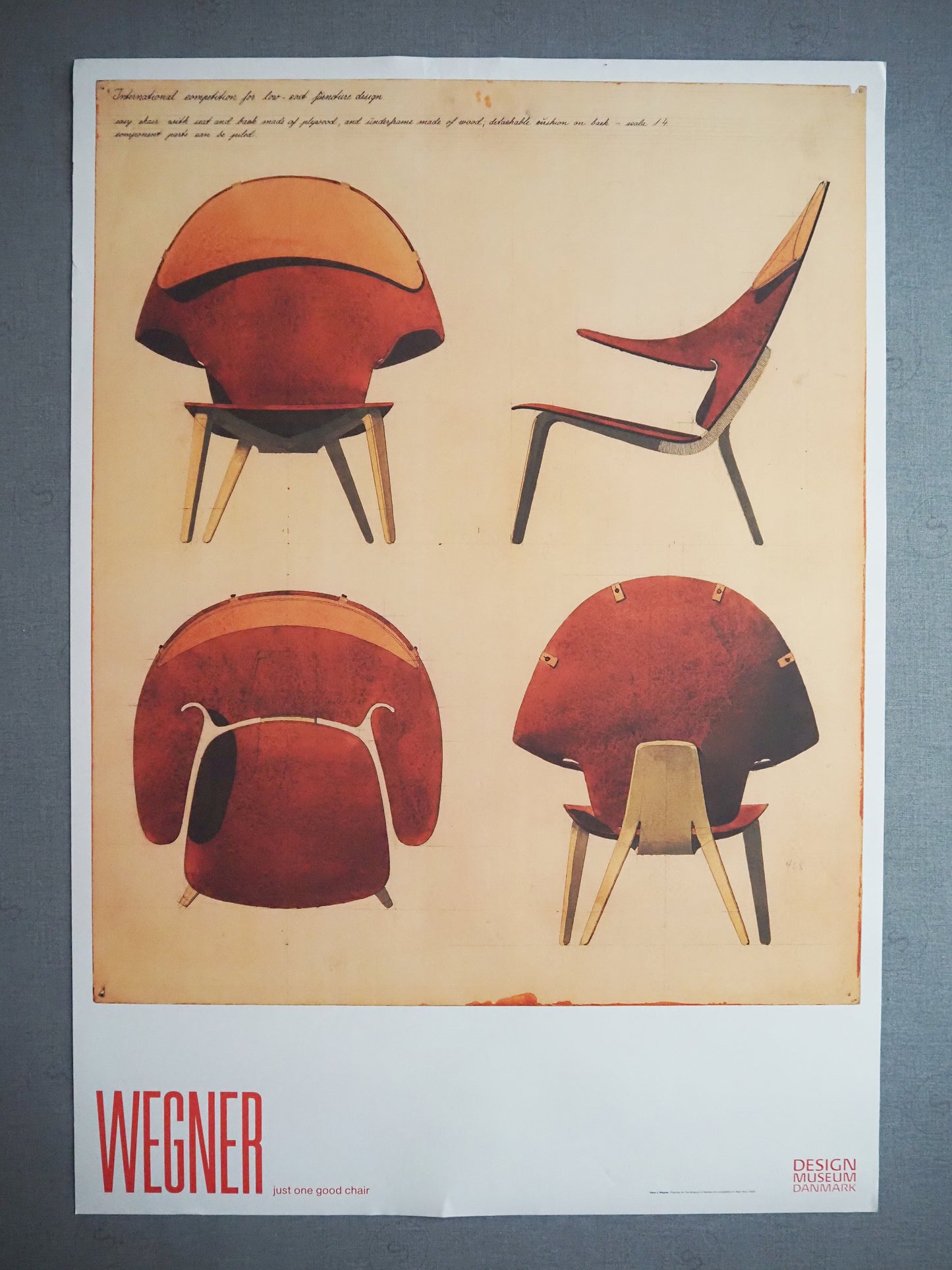 2014 Wegner Smiling Chair Exhibition Poster Design Museum Denmark - Original Vintage Poster