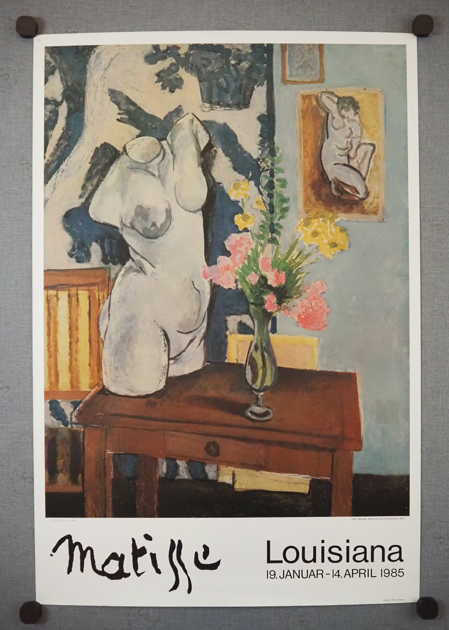 1985 Matisse Exhibition Plaster Torso with Bouquet of Flowers Louisiana - Original Vintage Poster