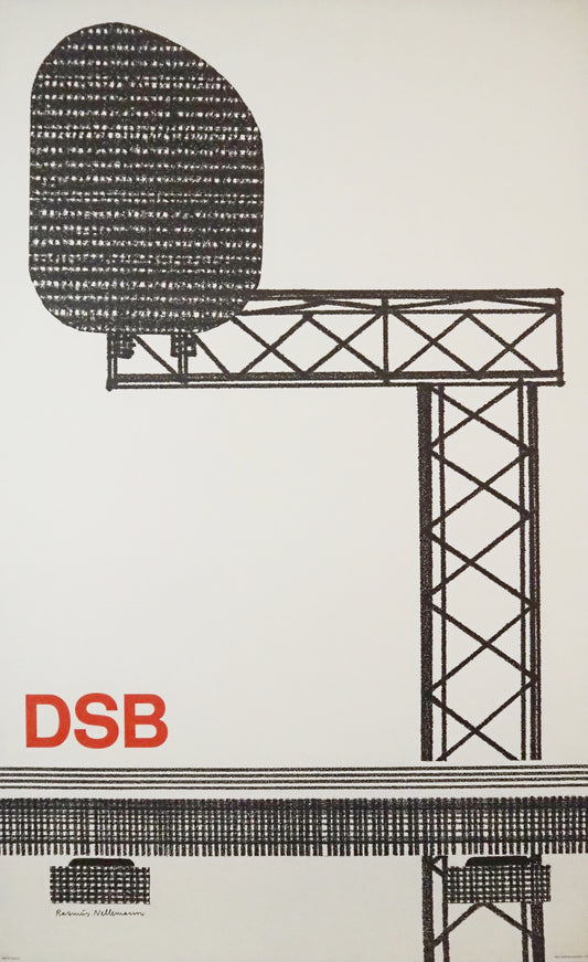 1977 Danish Railway Modernist Art 1 by Rasmus Nellemann - Original Vintage Poster