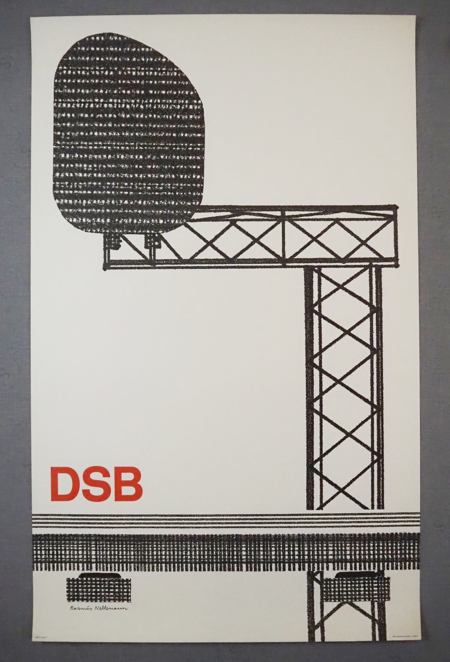1977 Danish Railway Modernist Art 1 by Rasmus Nellemann - Original Vintage Poster