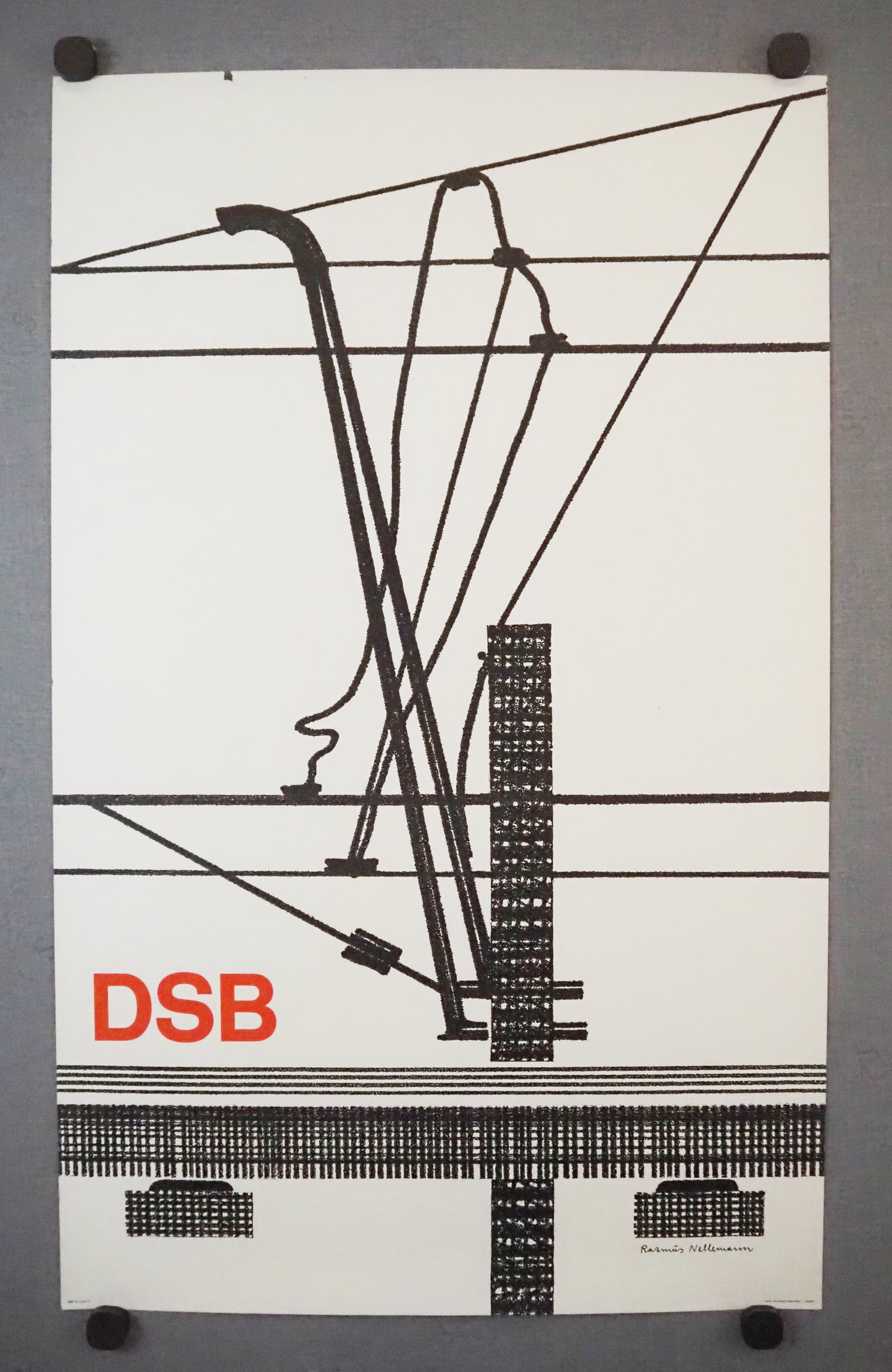 1977 Danish Railway Modernist Art 2 by Rasmus Nellemann - Original Vintage Poster