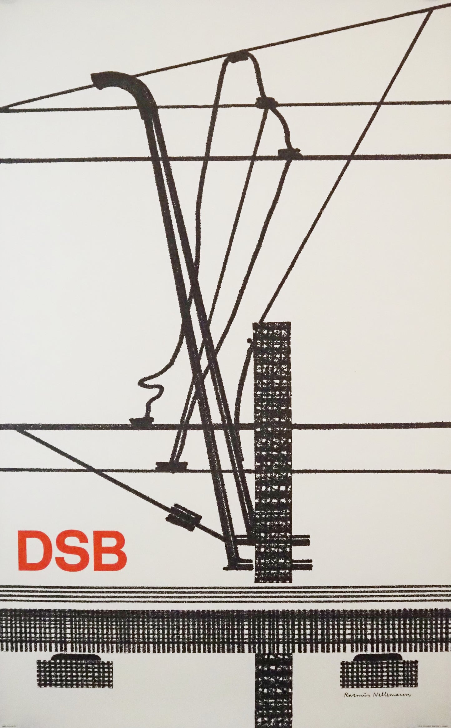 1977 Danish Railway Modernist Art 2 by Rasmus Nellemann - Original Vintage Poster