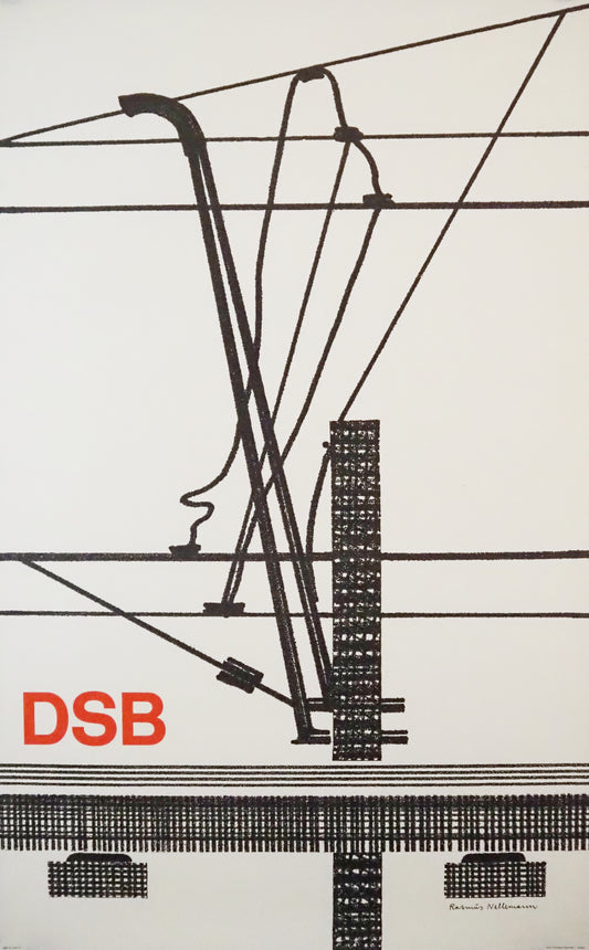 1977 Danish Railway Modernist Art 2 by Rasmus Nellemann - Original Vintage Poster