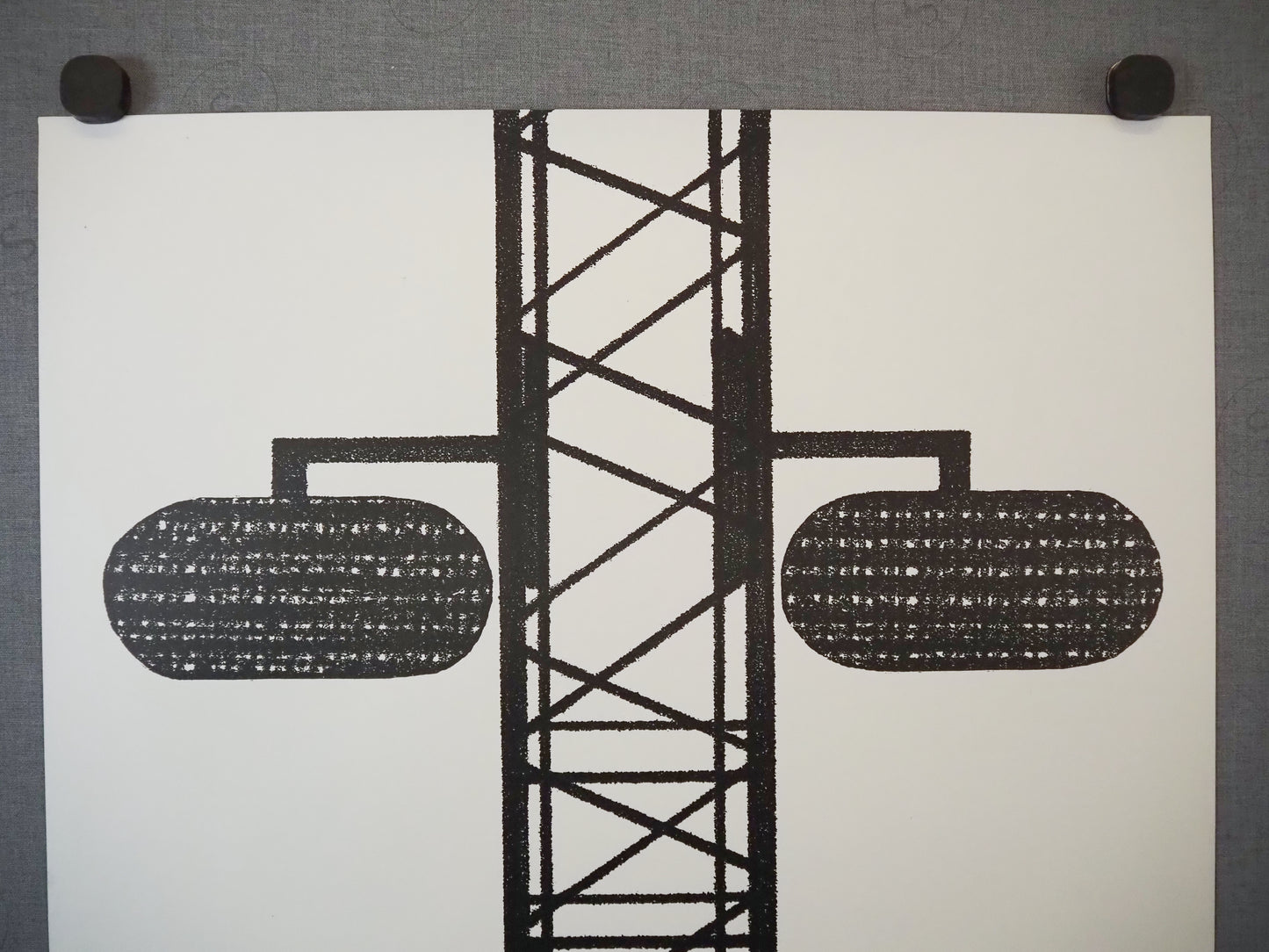 1977 Danish Railway Modernist Art 3 by Rasmus Nellemann - Original Vintage Poster