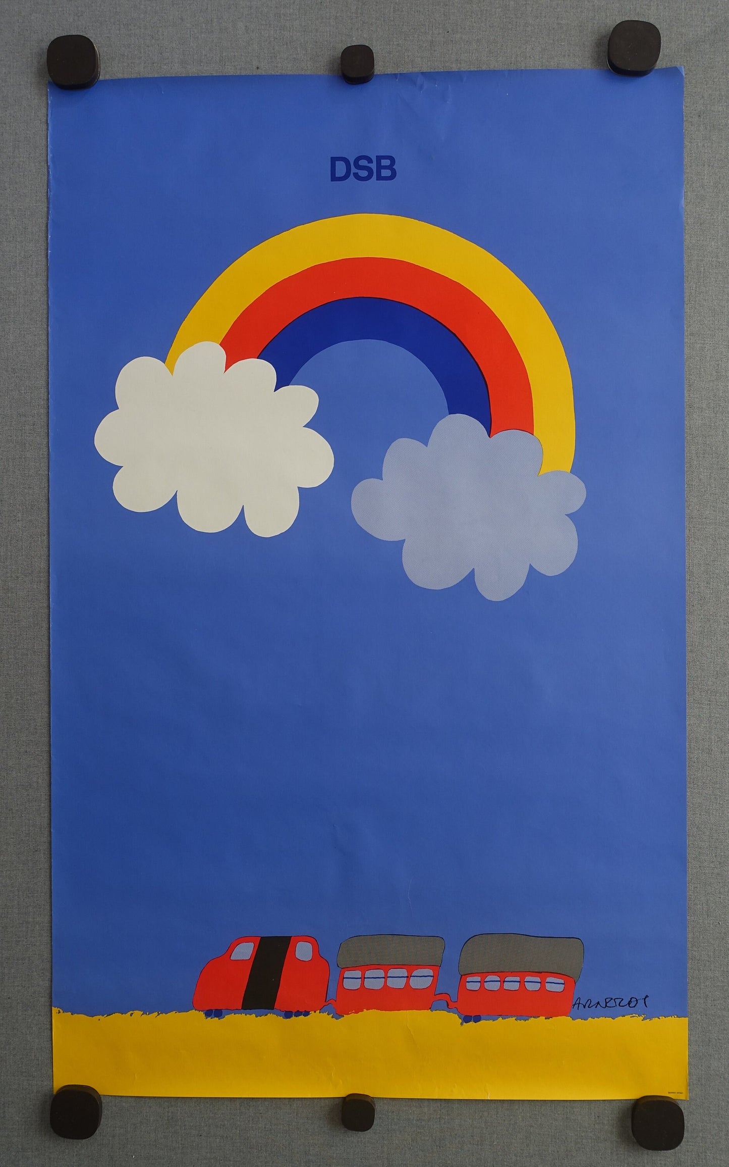 1975 Arnoldi Advertisement for Danish State Railways (Rainbow) - Original Vintage Poster