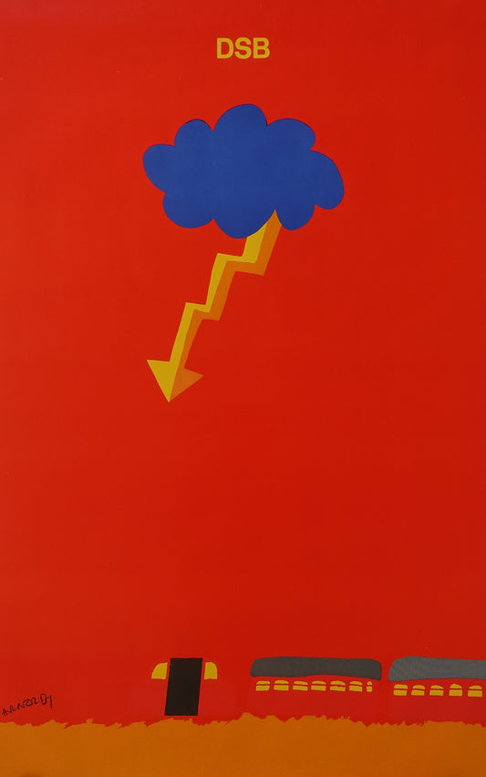 1975 Arnoldi Advertisement for Danish State Railways (Lightning) - Original Vintage Poster