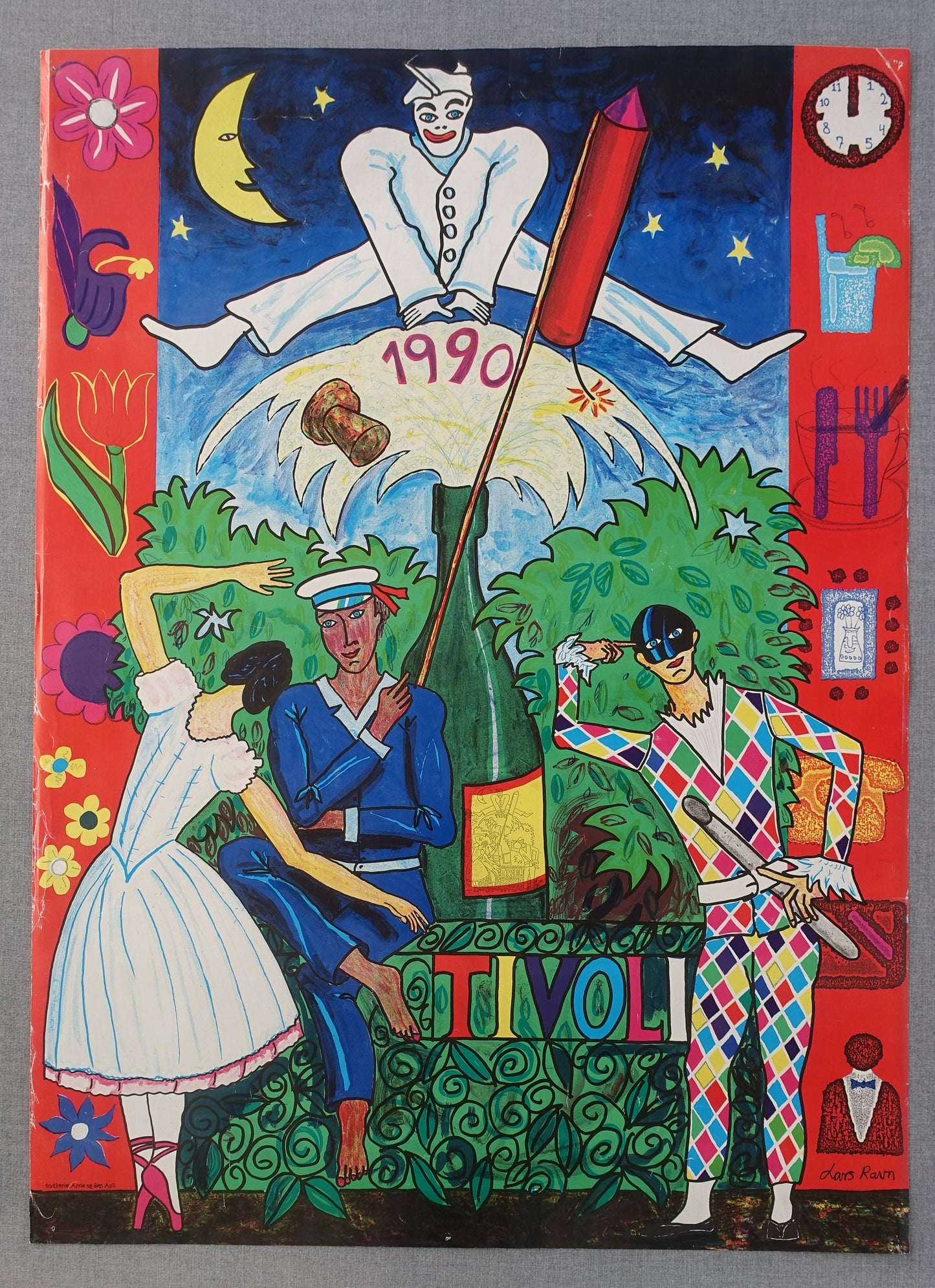 1990 Tivoli Gardens by Lars Ravn - Original Vintage poster