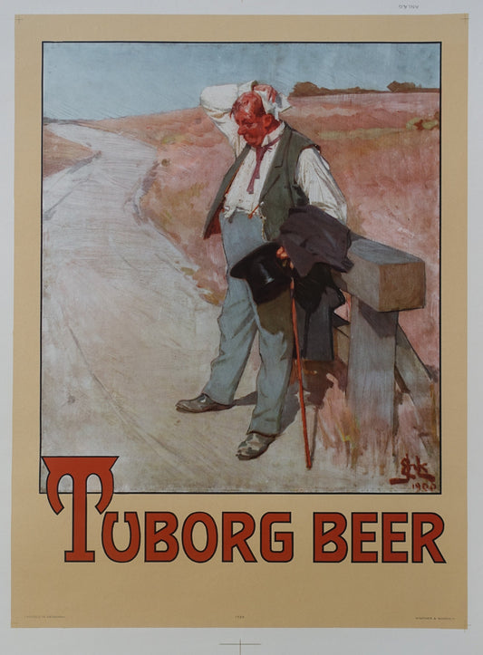 1950s Tuborg Beer Commercial "The Thirsty Man" - Original Vintage Poster