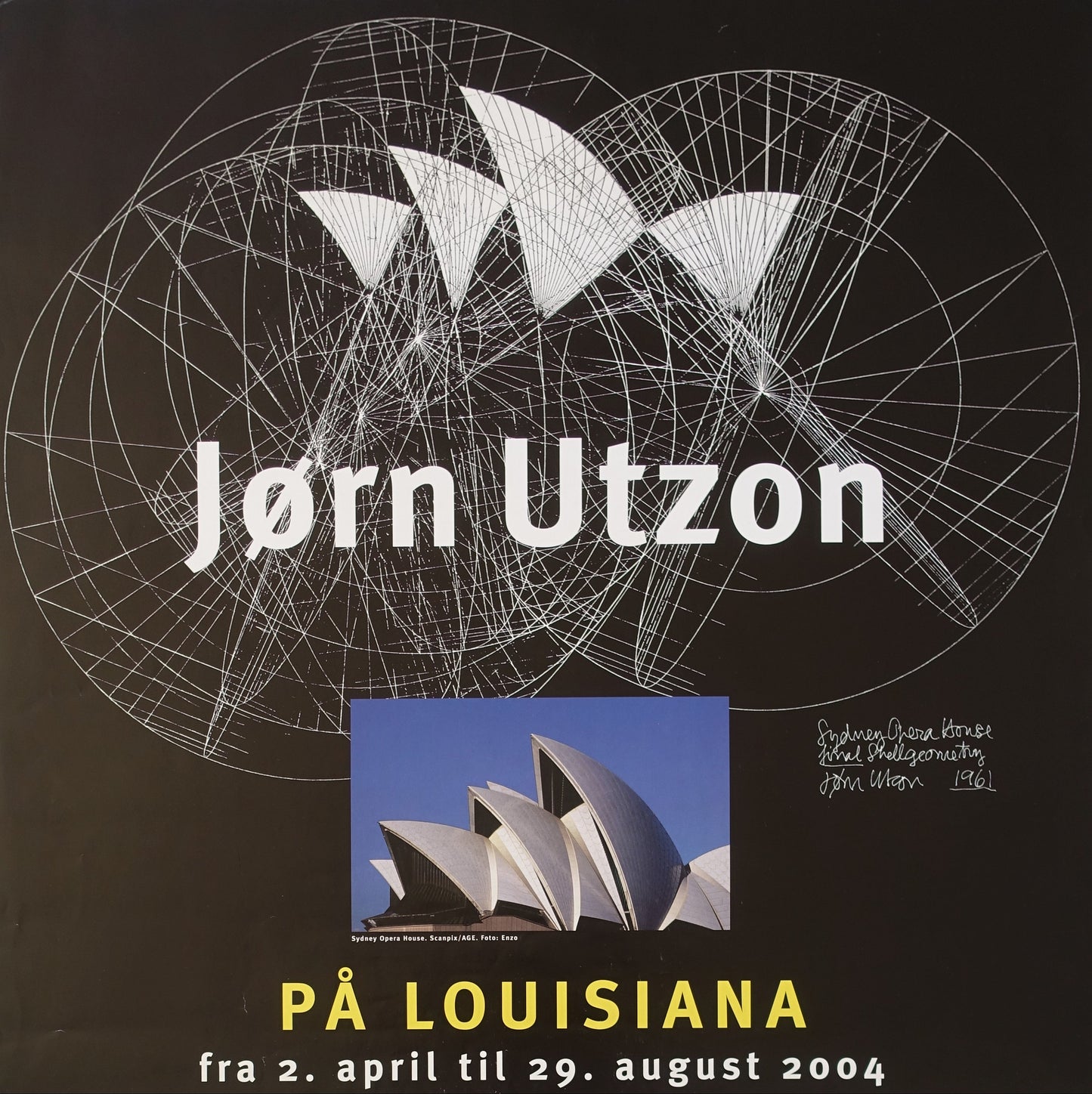 2004 Utzon Sydney Opera House Exhibition Poster on Louisiana - Original Vintage Poster