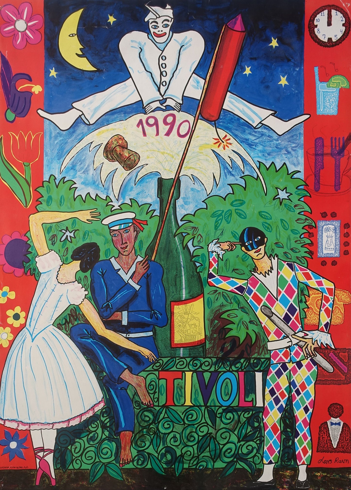 1990 Tivoli Gardens by Lars Ravn - Original Vintage poster