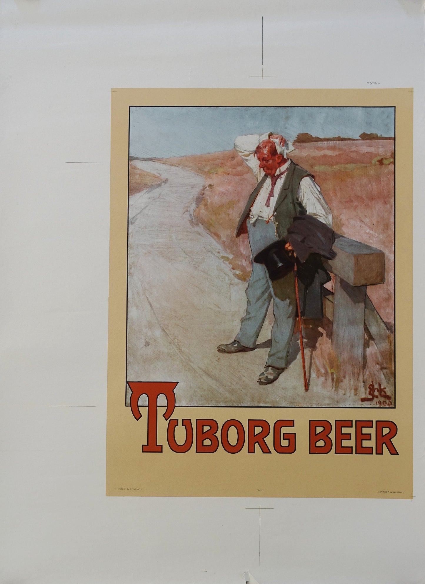 1950s Tuborg Beer Commercial "The Thirsty Man" - Original Vintage Poster