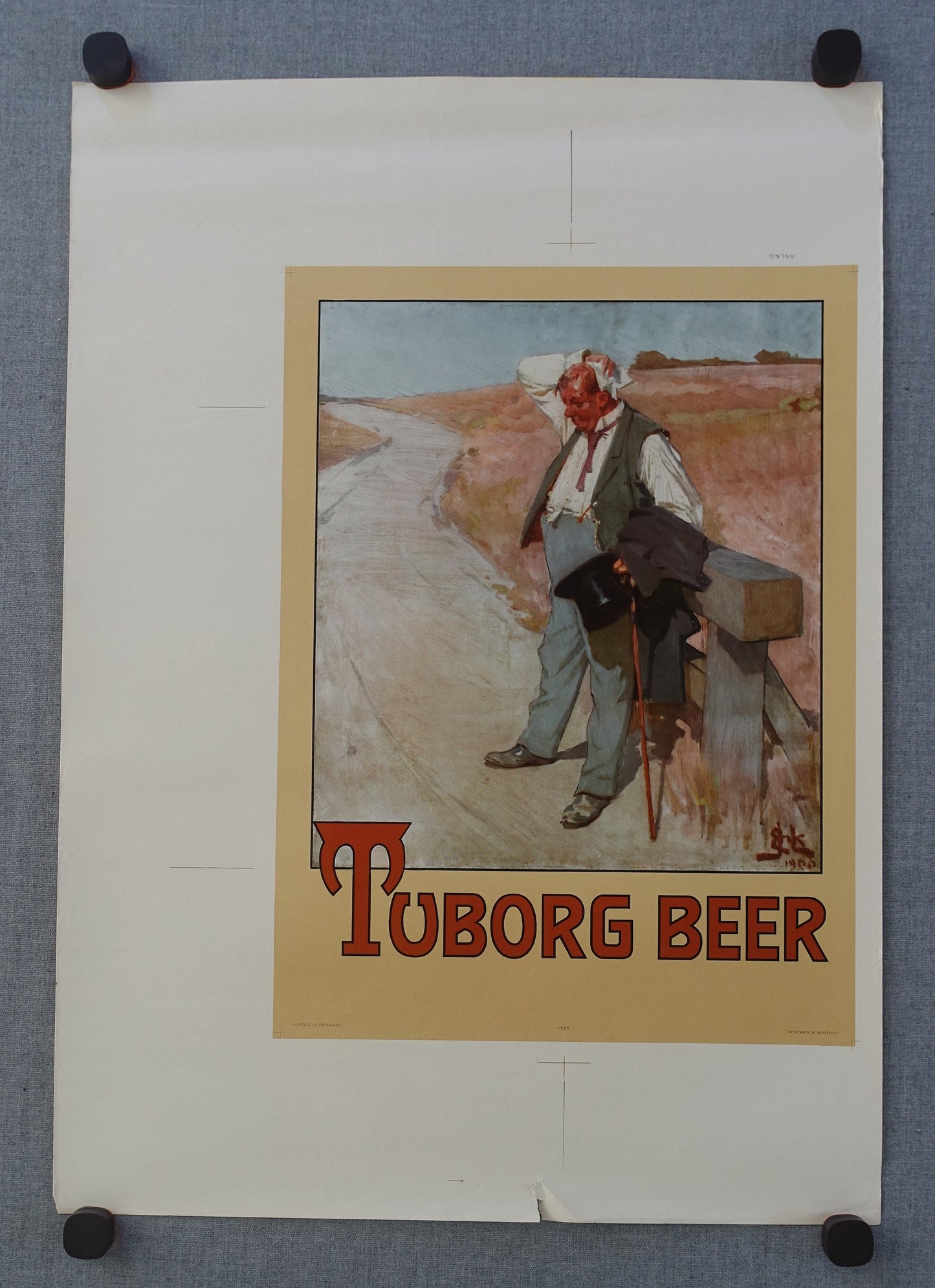 1950s Tuborg Beer Commercial "The Thirsty Man" - Original Vintage Poster