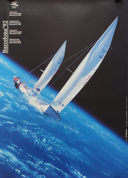 1992 Summer Olympic Games Sailing Dinghy - Original Vintage Poster