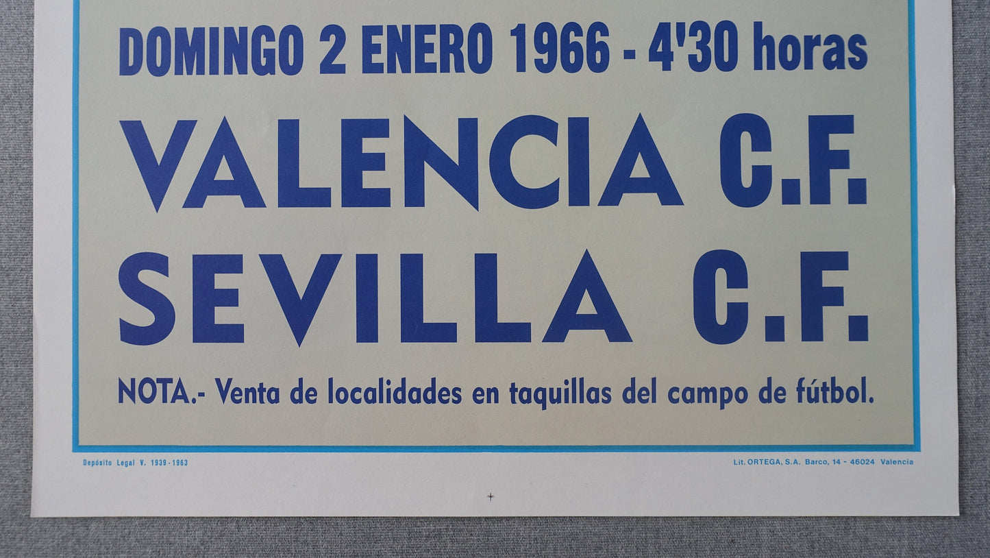 1966 Valencia - Sevilla Football Poster - Original Vintage Poster