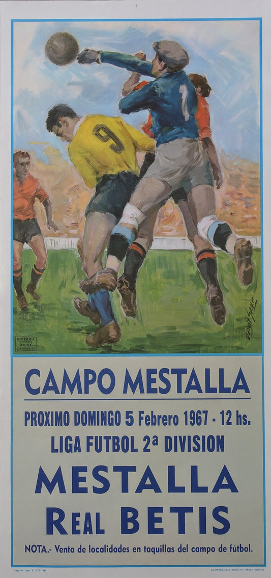 1966 Real Betis - Mestalla Football Poster - Original Vintage Poster