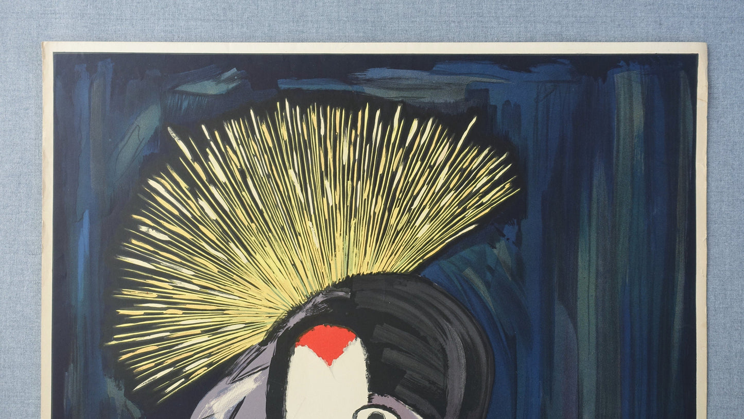 1960s Copenhagen Zoo (African Crowned Crane) - Original Vintage Poster