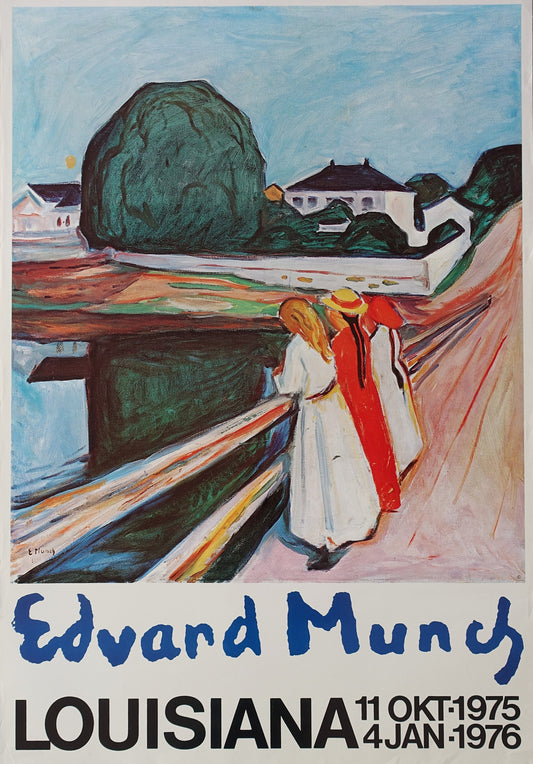 1975 Edvard Munch "The Girls on the Bridge" on Louisiana Museum of Modern Art - Original Vintage Poster