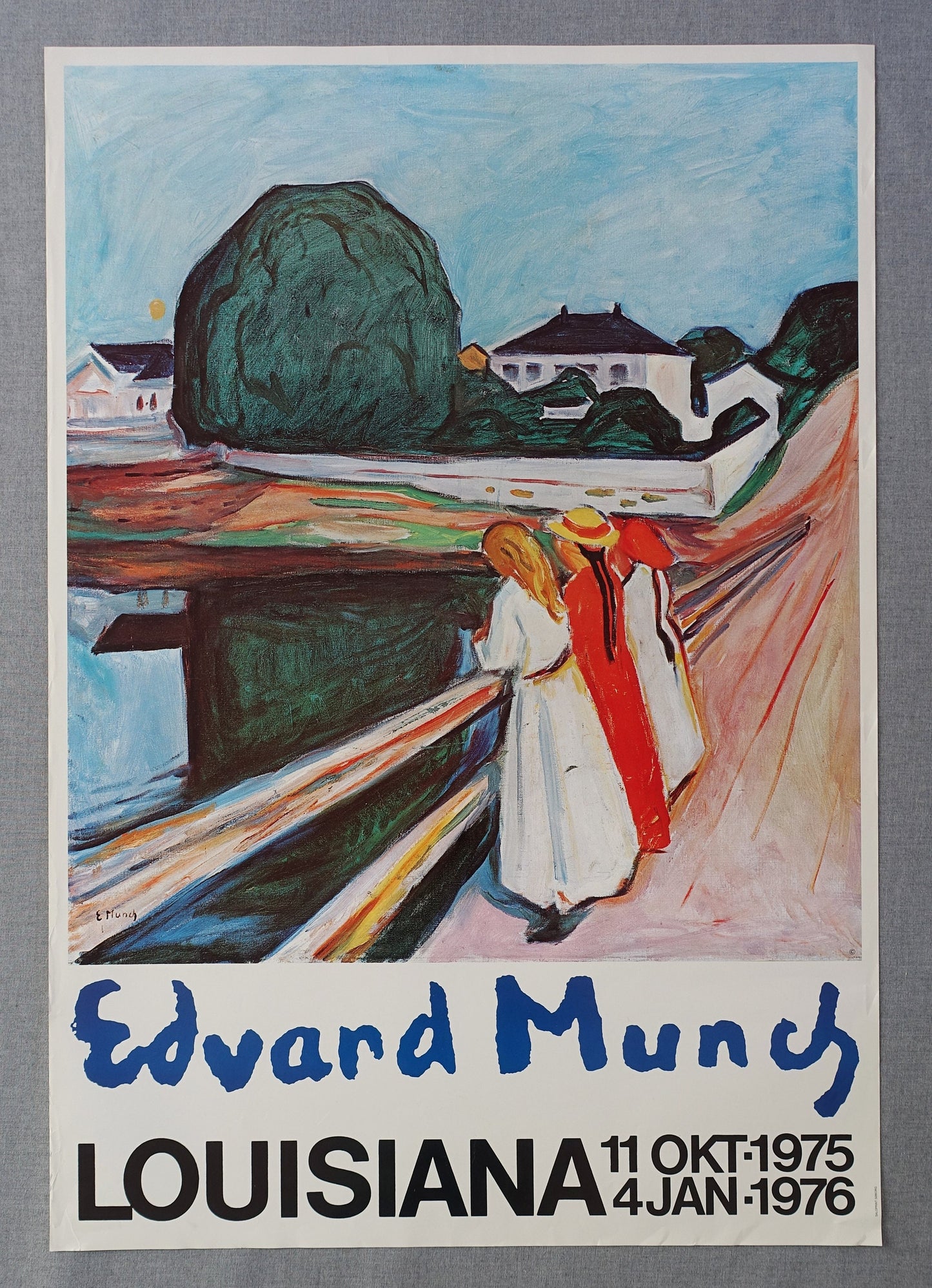 1975 Edvard Munch "The Girls on the Bridge" on Louisiana Museum of Modern Art - Original Vintage Poster